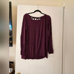 GAIAM Long Sleeve Crisscross Back Top - Plum